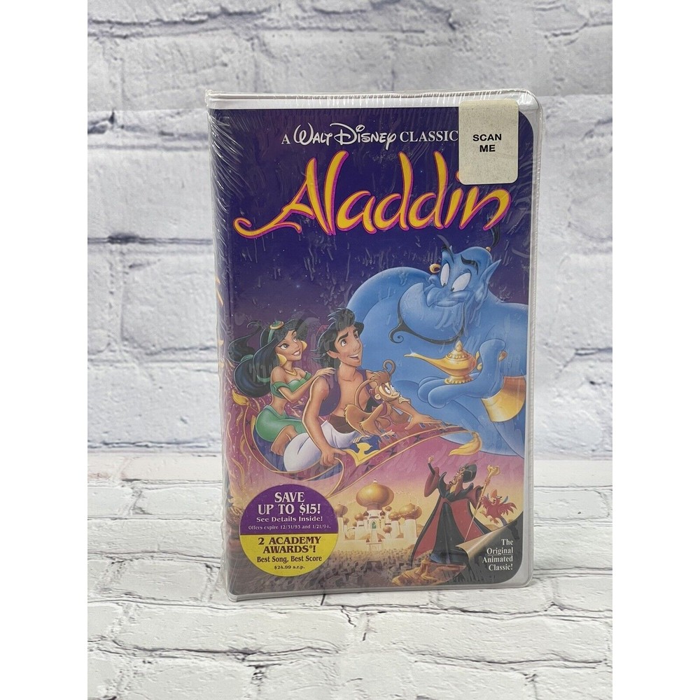 1992 New Sealed Walt Disney "Aladdin" VHS Movie Black Diamond Classic READ
